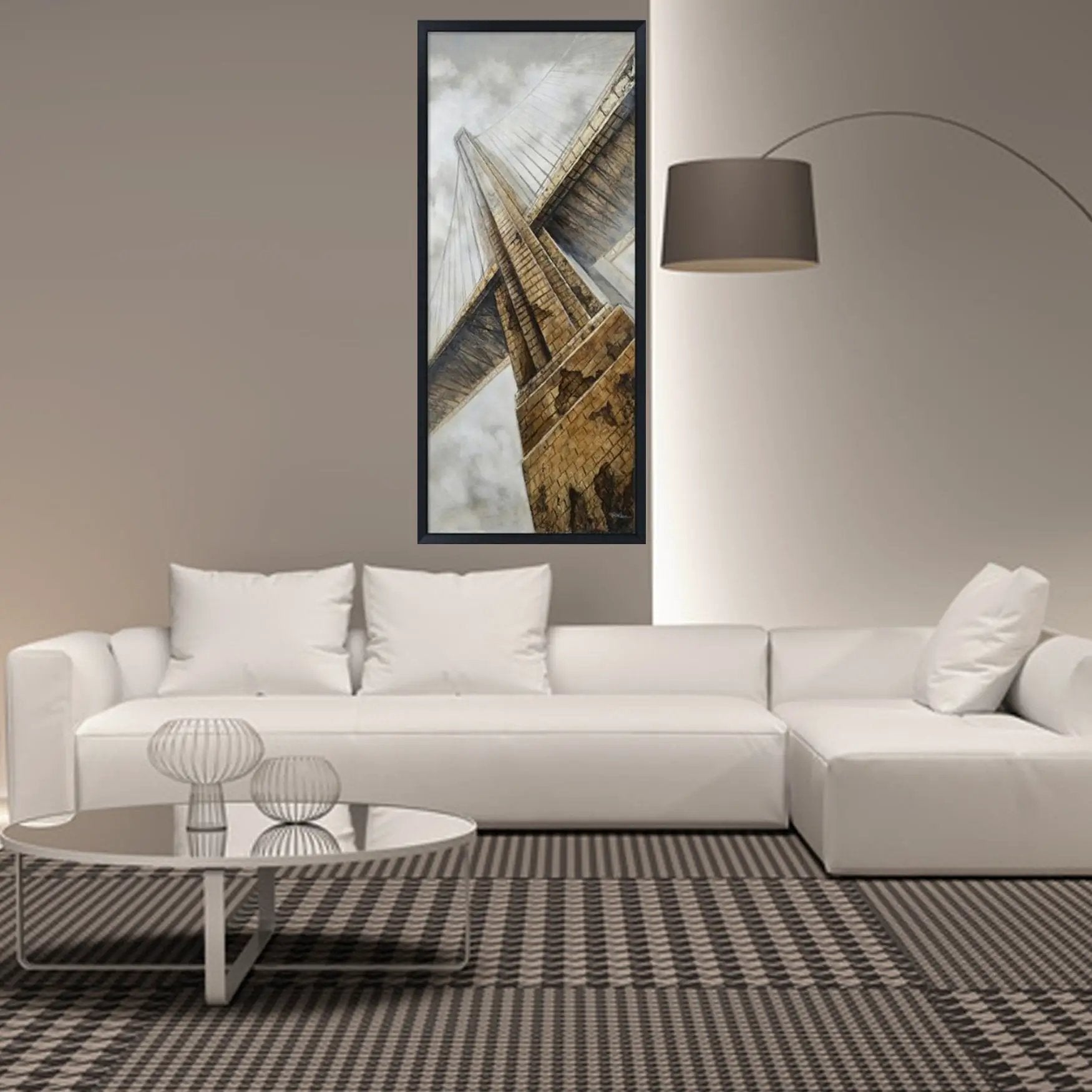 Hand Painted Acrylic and Foam 3D Wall Art Golden Gate Bridge 32 x 71 Rectangular Canvas with a Black Wooden Frame by Sharicks