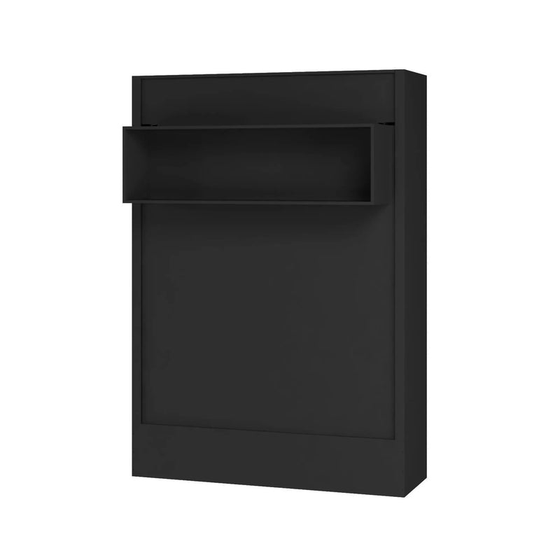 Easy-Lift Queen Murphy Wall Bed in Black with Shelf by Sharicks