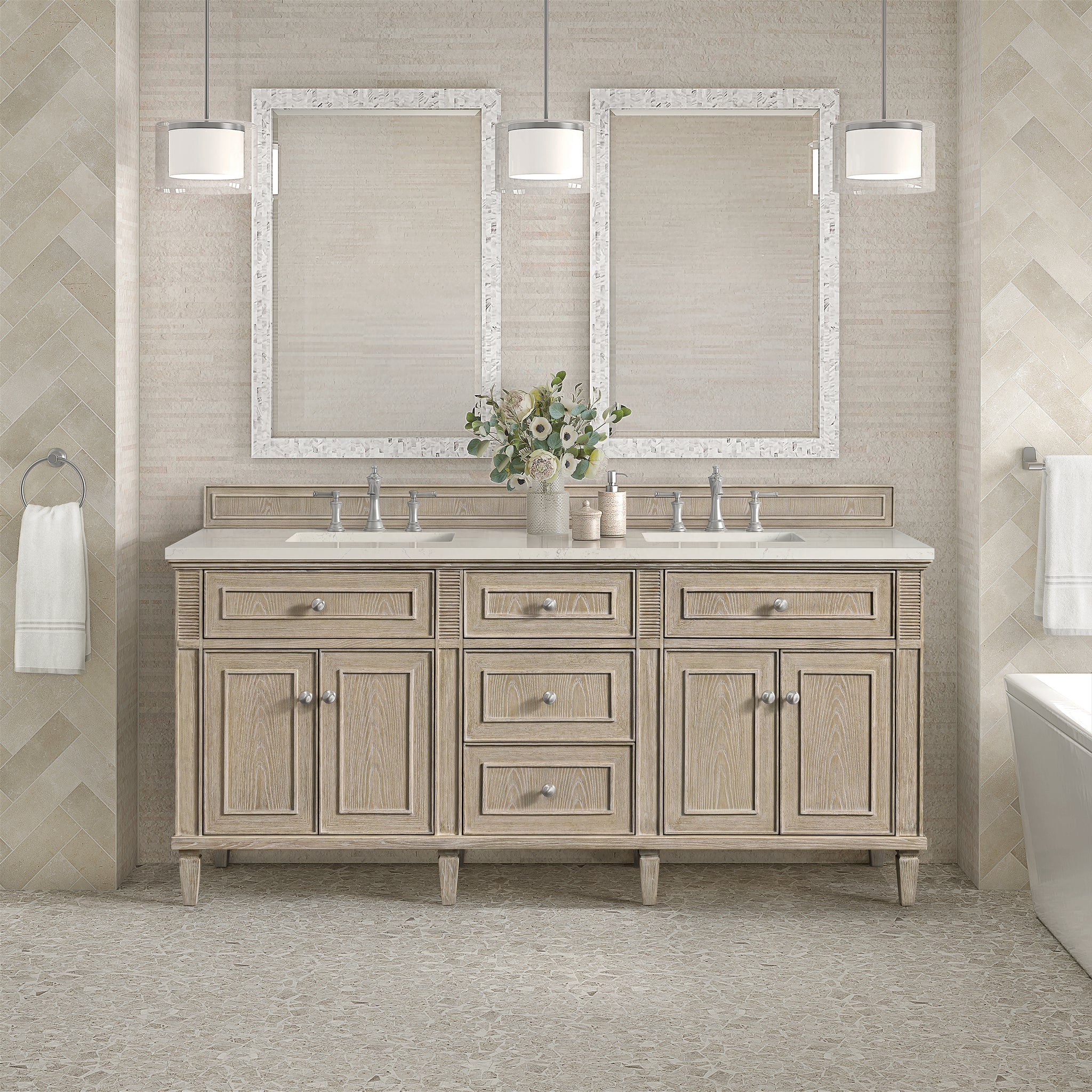 James Martin Lorelai 72" Double Bathroom Vanity, Whitewashed Oak by James Martin