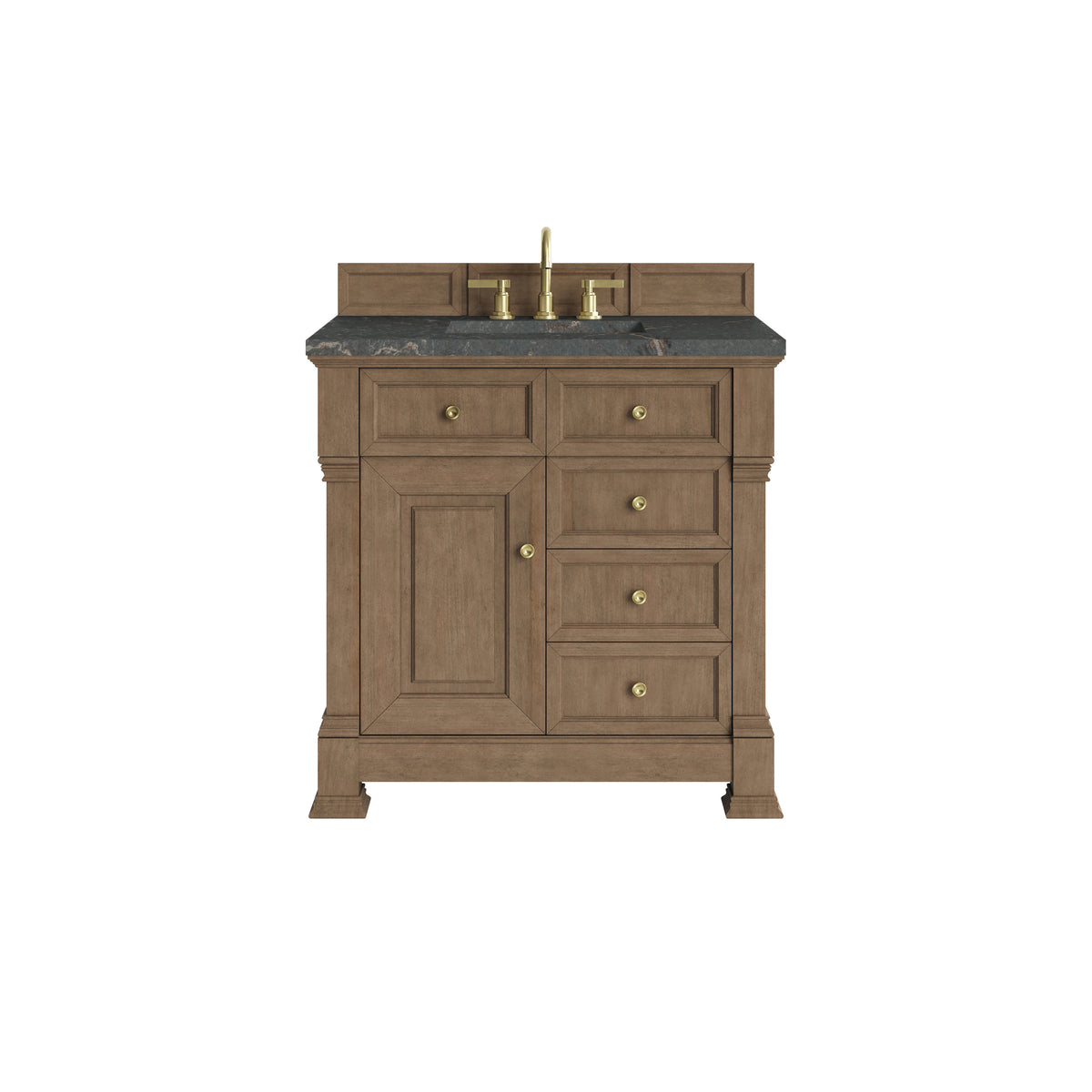 James Martin Brookfield 36" Single Bathroom Vanity, Pecan with Parisien Bleu countertop