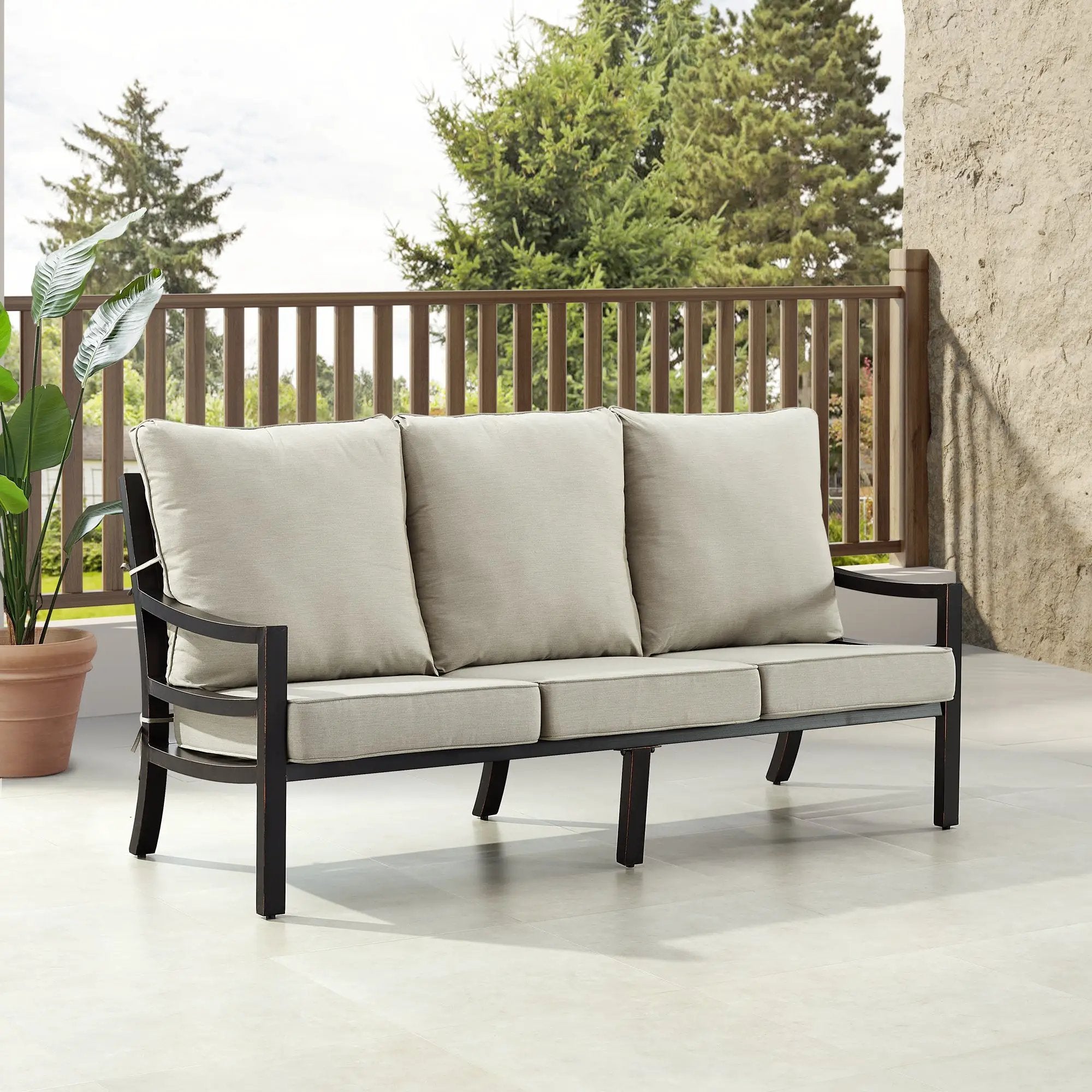 Black Aluminum Deep Seating Sofa with Cushions by Sharicks