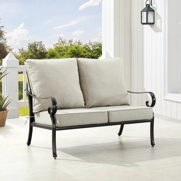 Black Aluminum Deep Seating Loveseat with Cushions