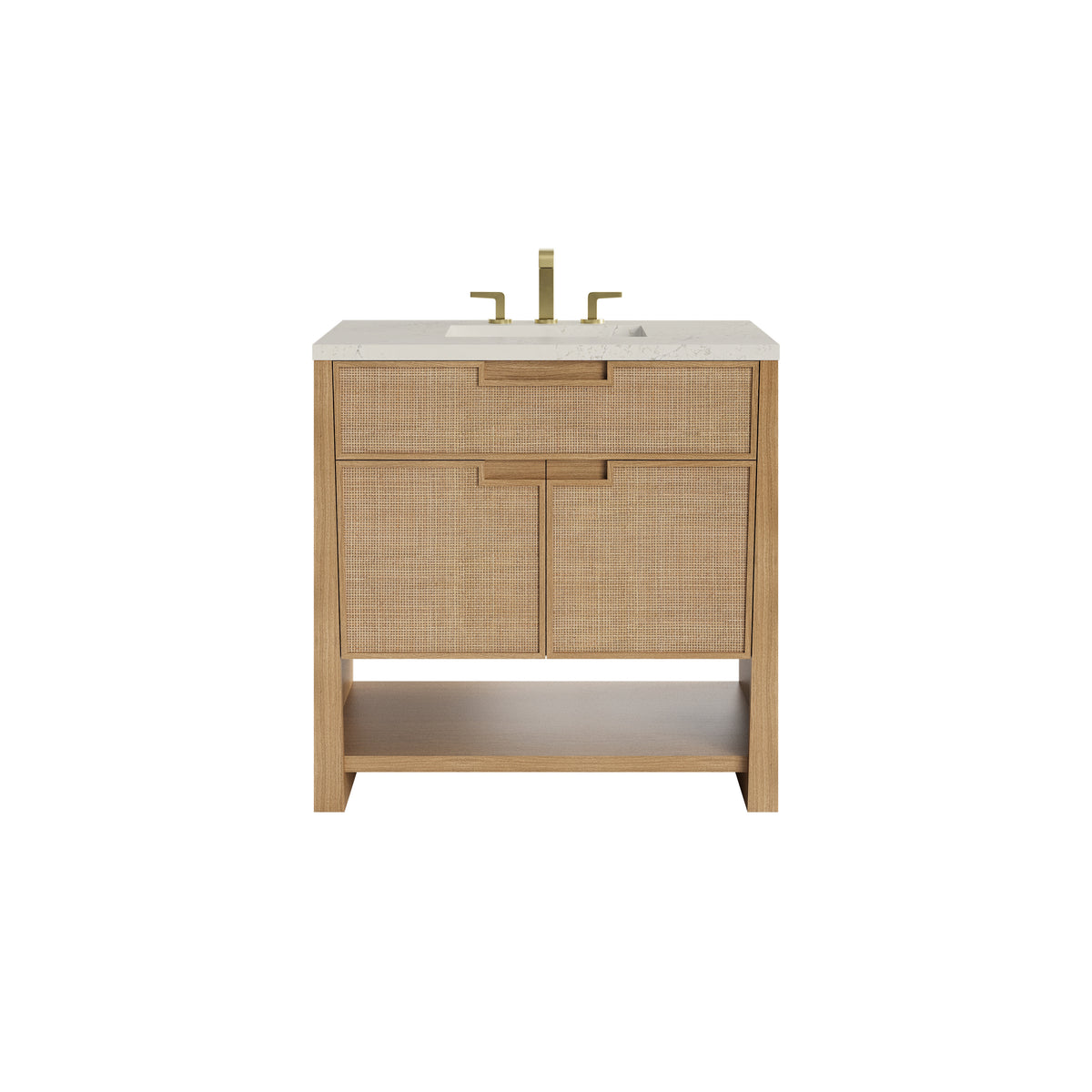 James Martin Solene 36" Single Bathroom Vanity, Seaside Oak with Siberian countertop