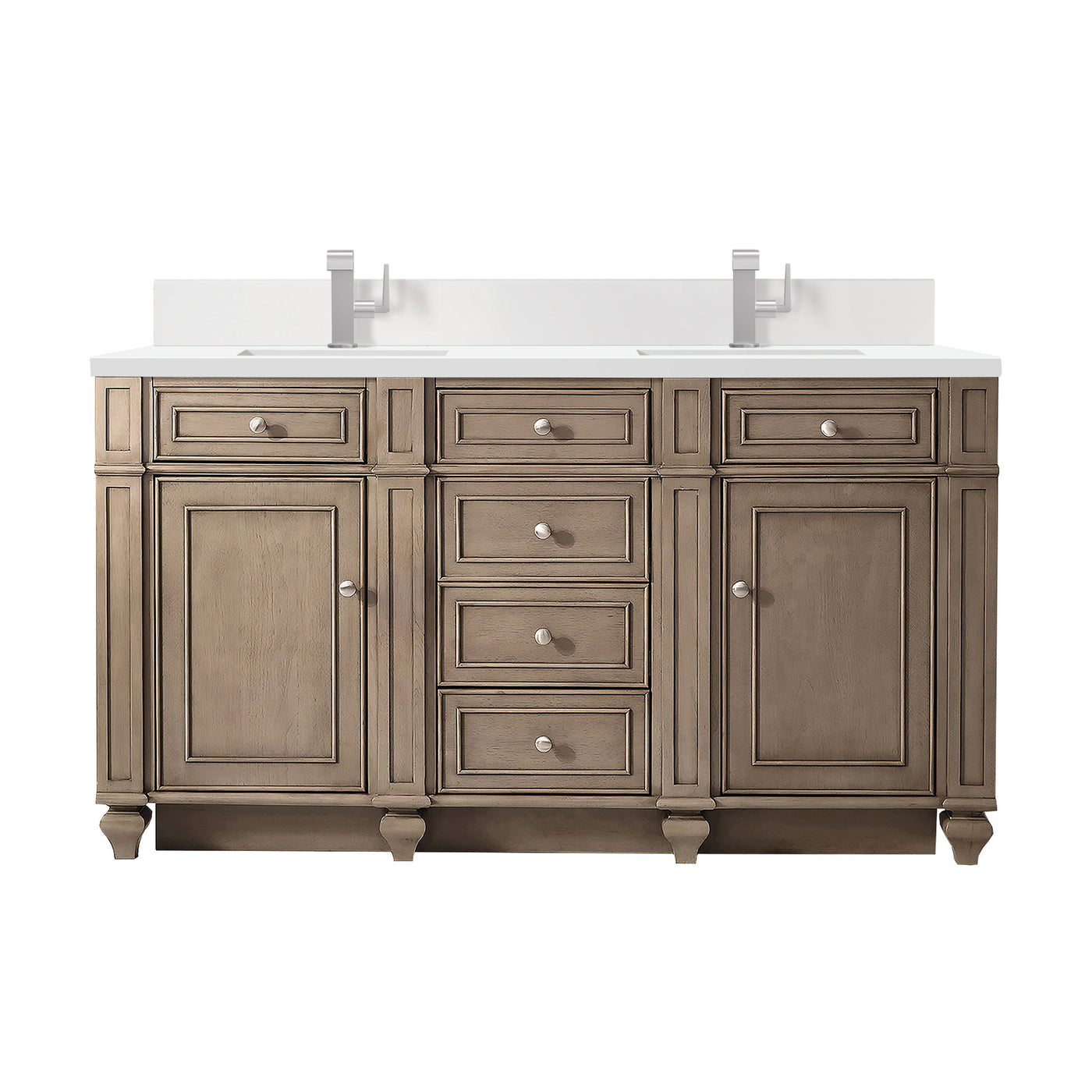 James Martin Bristol 60" Double Bathroom Vanity, Whitewashed Walnut by James Martin