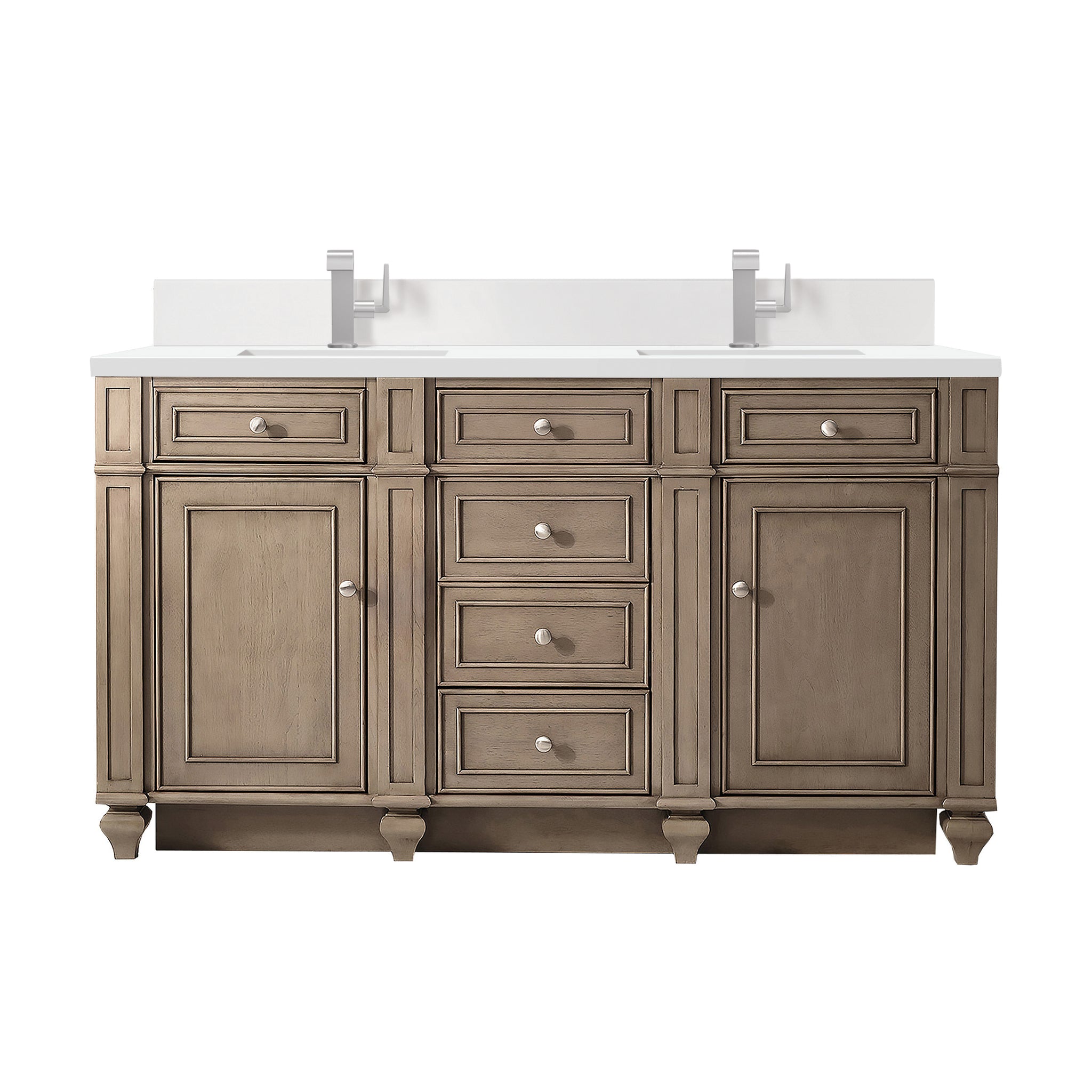 James Martin Bristol 60" Double Bathroom Vanity, Whitewashed Walnut by James Martin