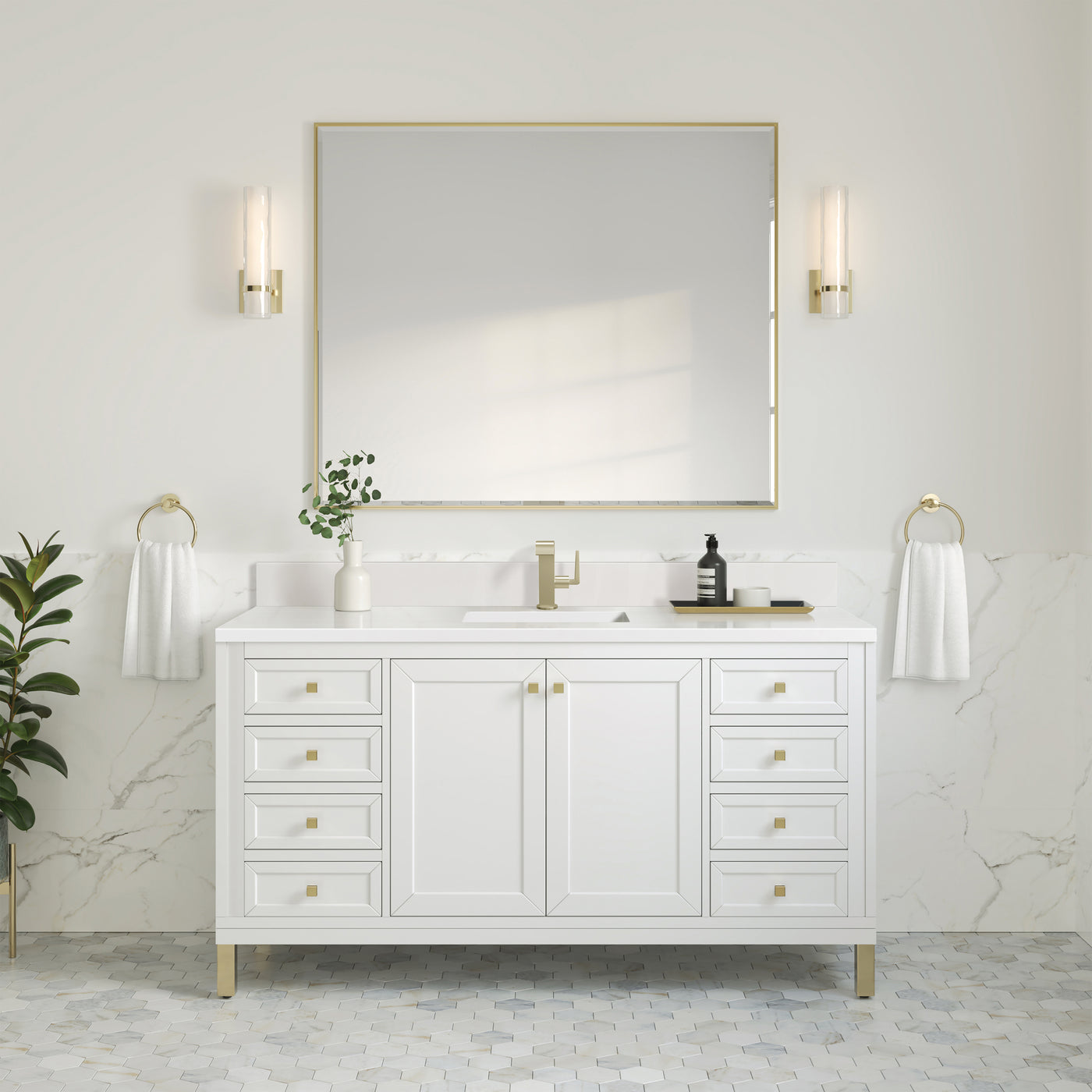 James Martin Chicago 60" Single Bathroom Vanity, Glossy White, view 39