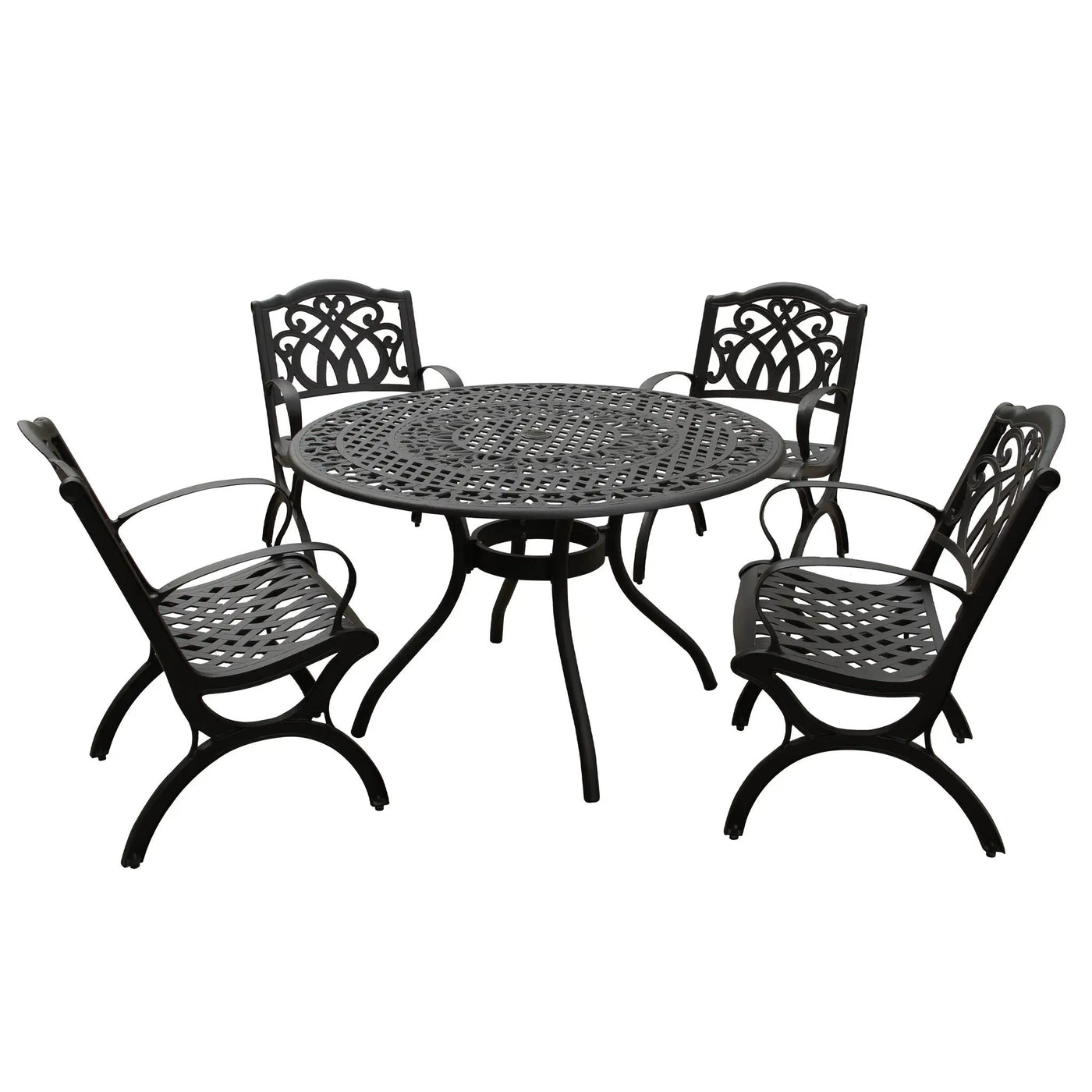 Outdoor Aluminum 5pc Round Patio Dining Set with Four Chairs by Sharicks