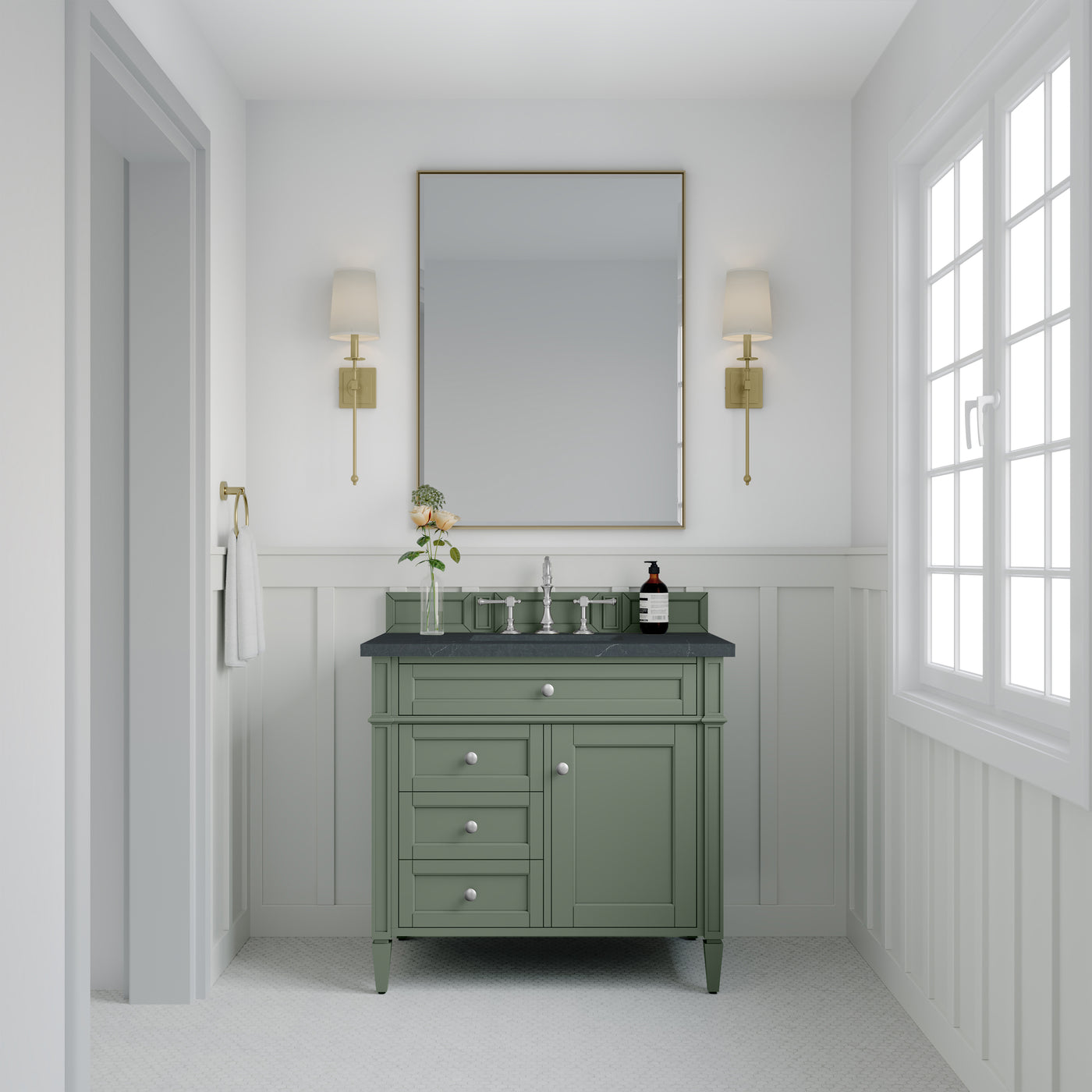 James Martin Brittany 36" Single Bathroom Vanity, Smokey Celadon by James Martin