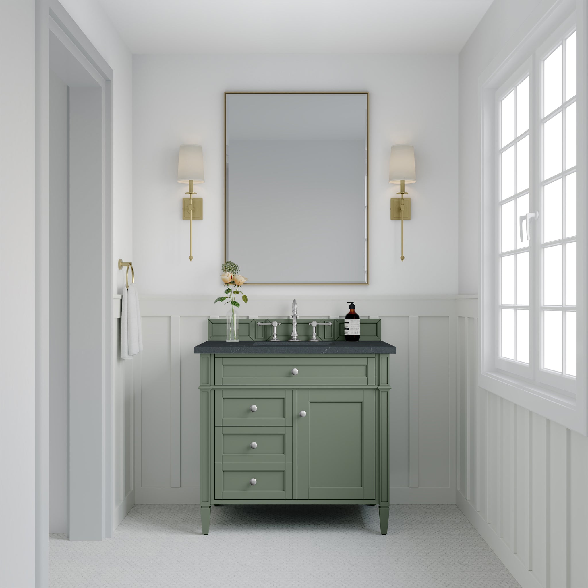 James Martin Brittany 36" Single Bathroom Vanity, Smokey Celadon by James Martin