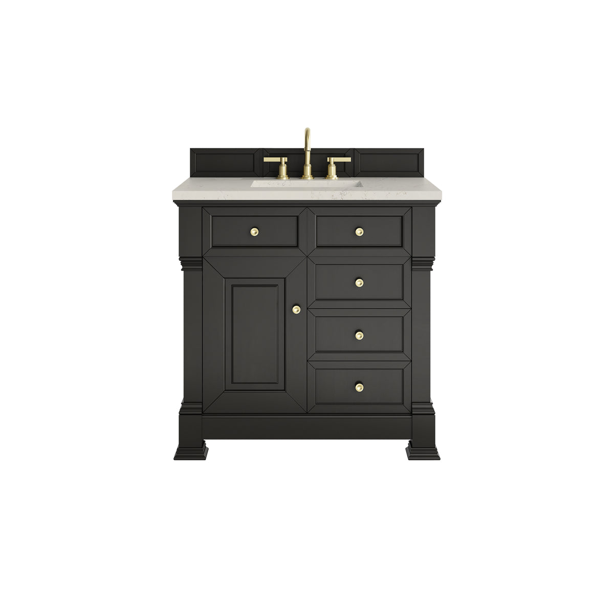 James Martin Brookfield 36" Single Bathroom Vanity, Black Onyx with Siberian countertop