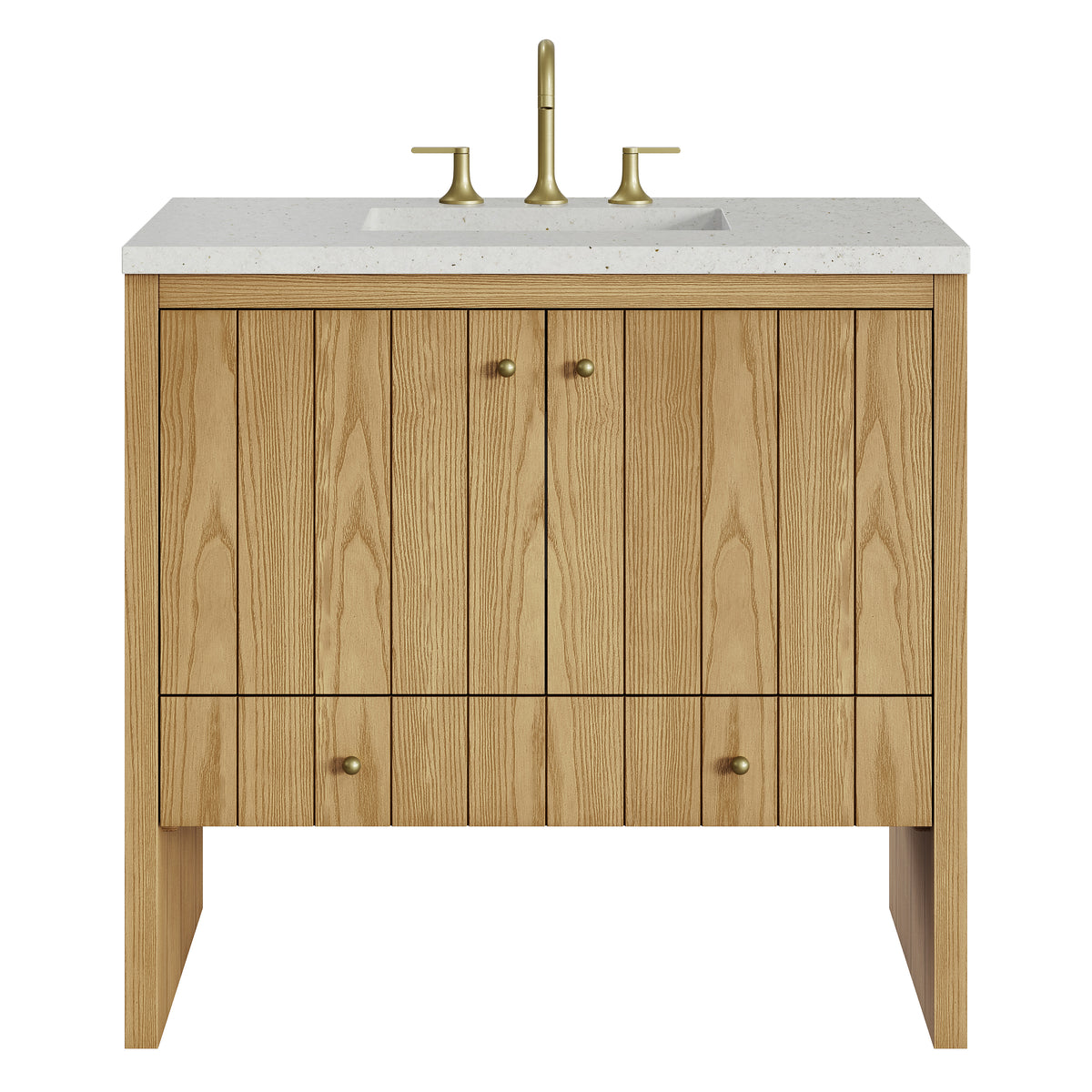 James Martin Hudson 36" Single Bathroom Vanity, Light Natural Oak with Lime Delight countertop