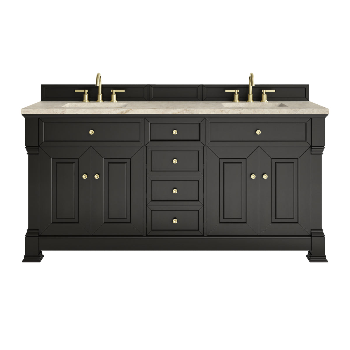 James Martin Brookfield 72" Double Bathroom Vanity, Black Onyx with Tajnar countertop