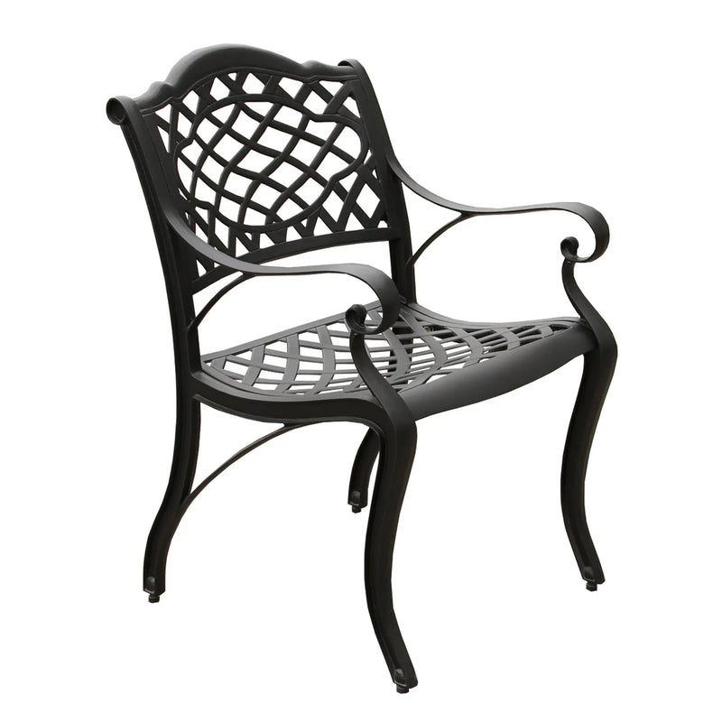 Aluminum 7pc Black Hexagon Patio Dining Set, Lazy Susan, Six Chairs by Sharicks