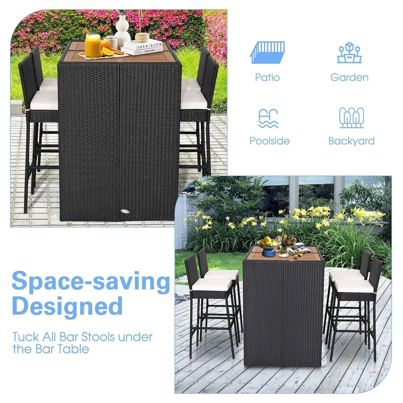 5 Pieces Patio Acacia Wood Dining Set by DirectDeals
