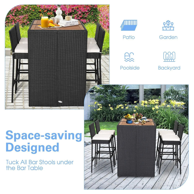 5 Pieces Patio Acacia Wood Dining Set by DirectDeals