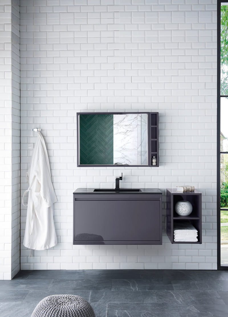 James Martin Milan 12" Storage Cabinet, Modern Grey Glossy, view 2