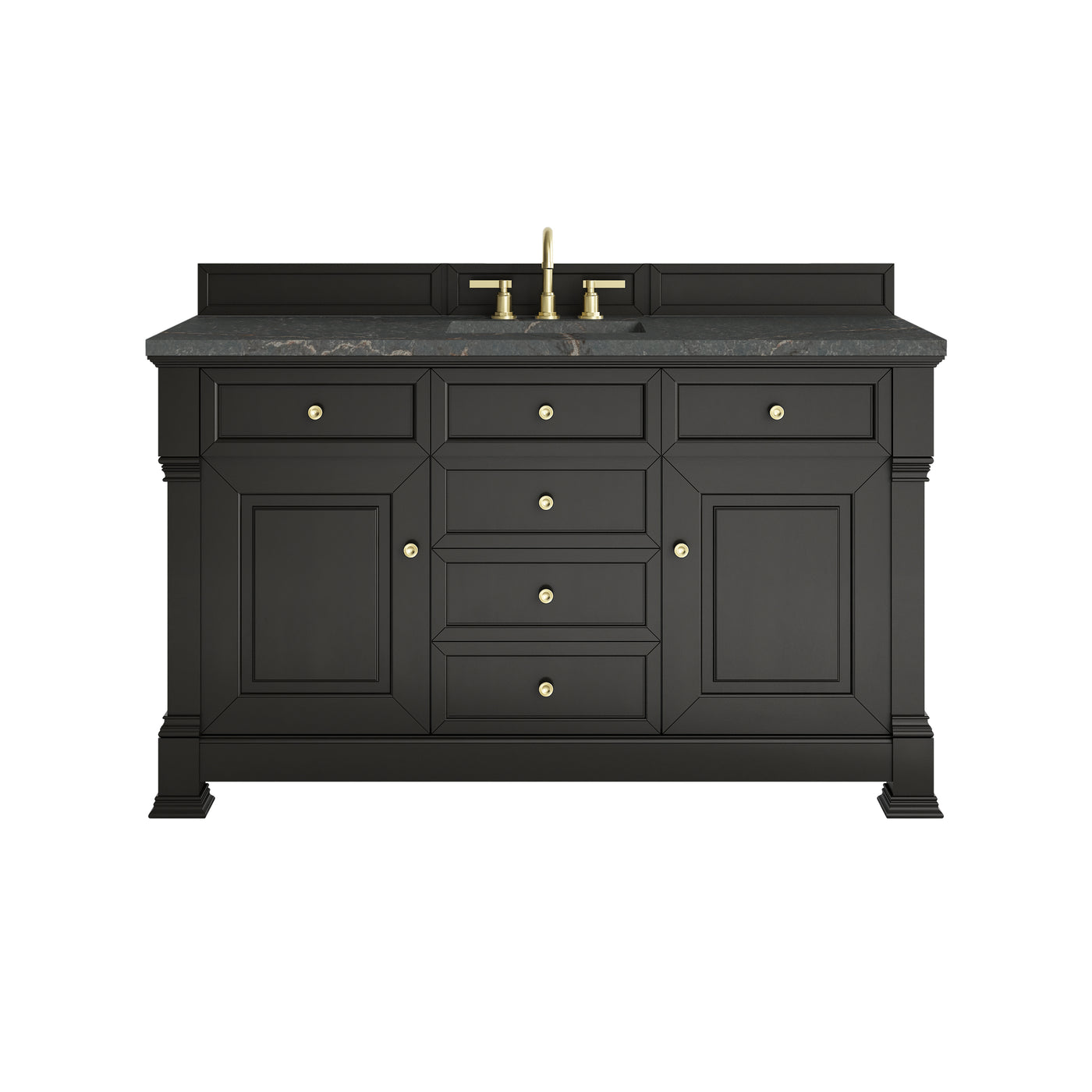 James Martin Brookfield 60" Single Bathroom Vanity, Black Onyx with Parisien Bleu countertop