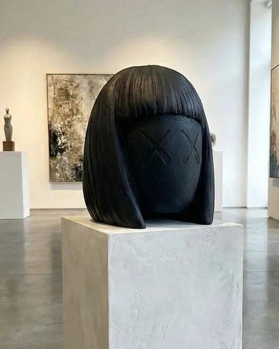 Wooden Women Head Sculpture by Gizz