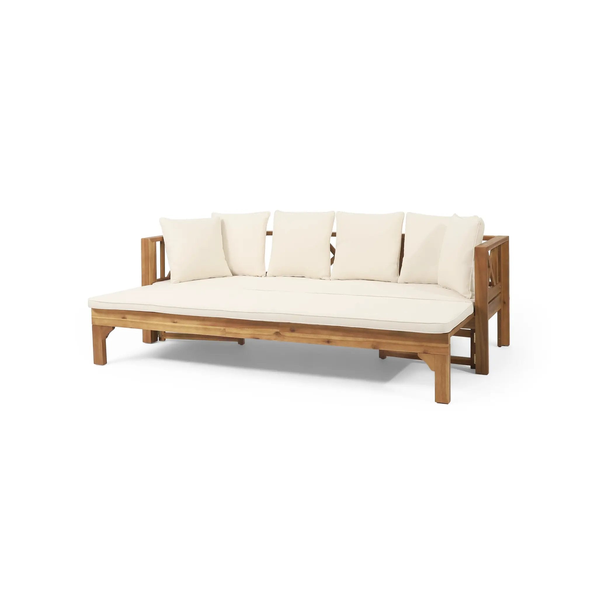 Outdoor Extendable Acacia Wood 3 Seater Sofa by HouseOfZazla