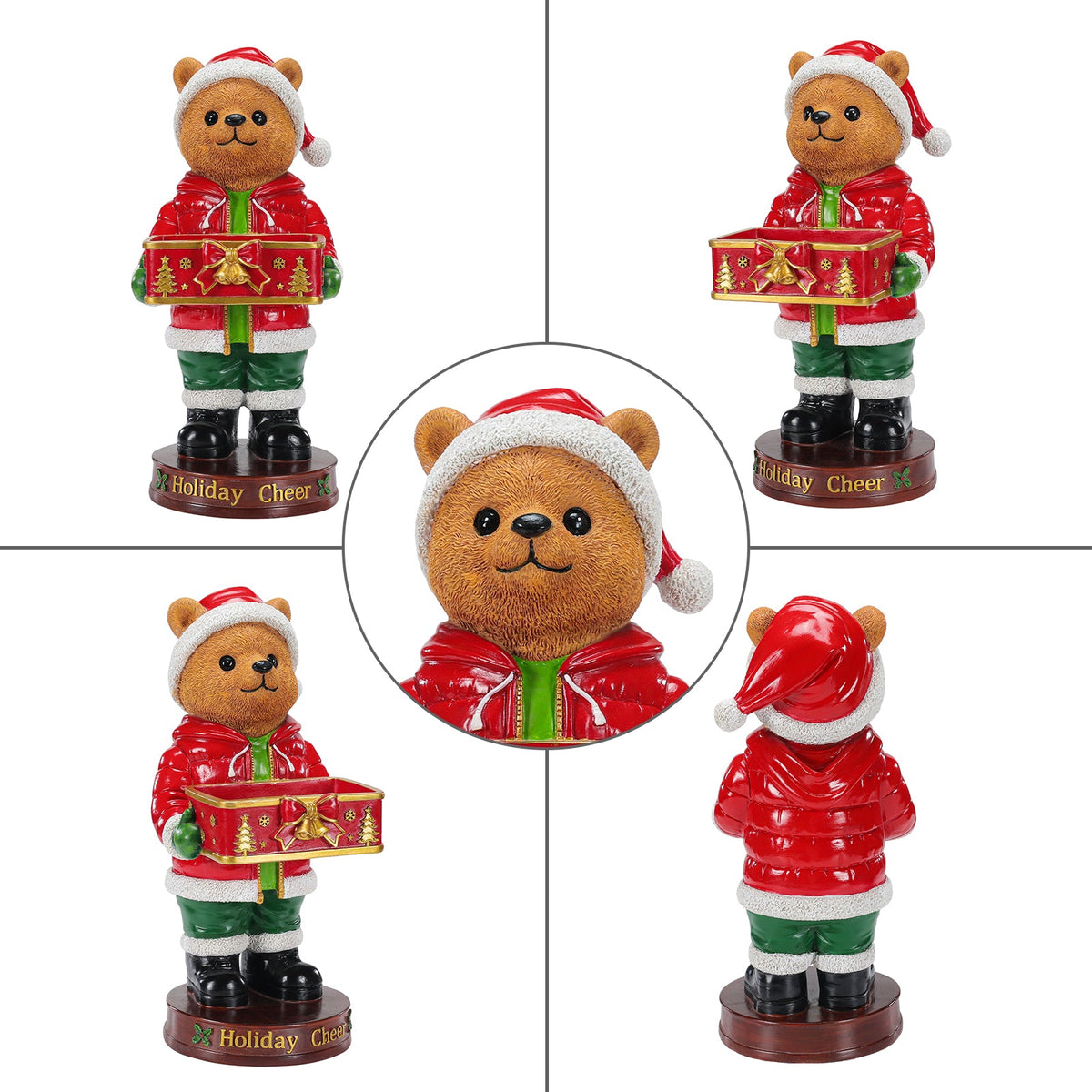 Christmas Bear Statue with Storage Tray, Holiday Tabletop Organizer, Candy Dish & Coffee Table Decor for Living Room, photo 10 of 10
