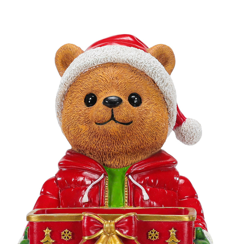 Christmas Bear Statue with Storage Tray, Holiday Tabletop Organizer, Candy Dish & Coffee Table Decor for Living Room, photo 4 of 10