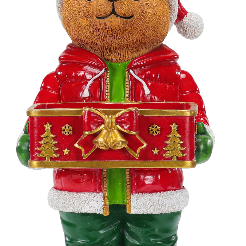 Christmas Bear Statue with Storage Tray, Holiday Tabletop Organizer, Candy Dish & Coffee Table Decor for Living Room, photo 5 of 10