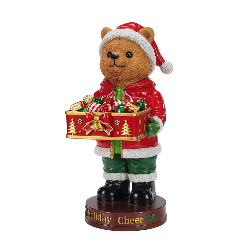 Christmas Bear Statue with Storage Tray, Holiday Tabletop Organizer, Candy Dish & Coffee Table Decor for Living Room, photo 7 of 10
