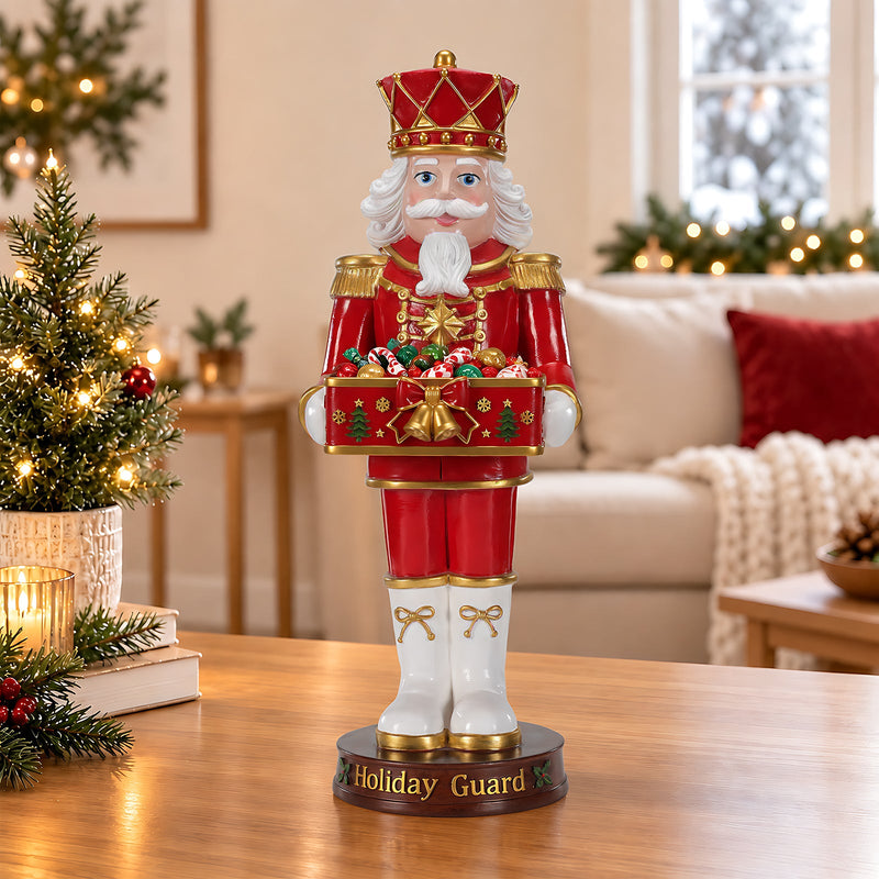 Christmas Nutcracker Soldier Statue with Serving Tray