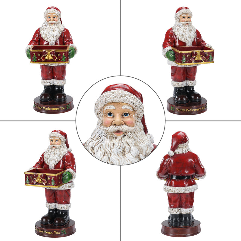 Christmas Santa Claus Statue with Storage Tray, Holiday Tabletop Organizer, Candy Dish & Coffee Table Decor for Living Room, photo 10 of 10