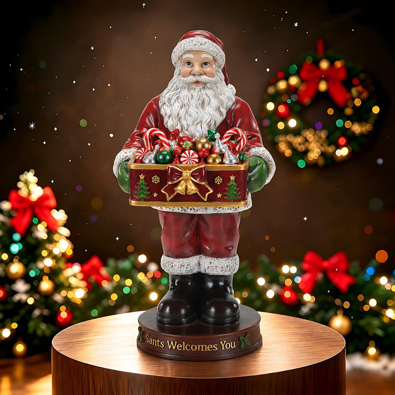 Christmas Santa Claus Statue with Storage Tray, Holiday Tabletop Organizer, Candy Dish & Coffee Table Decor for Living Room, photo 2 of 10
