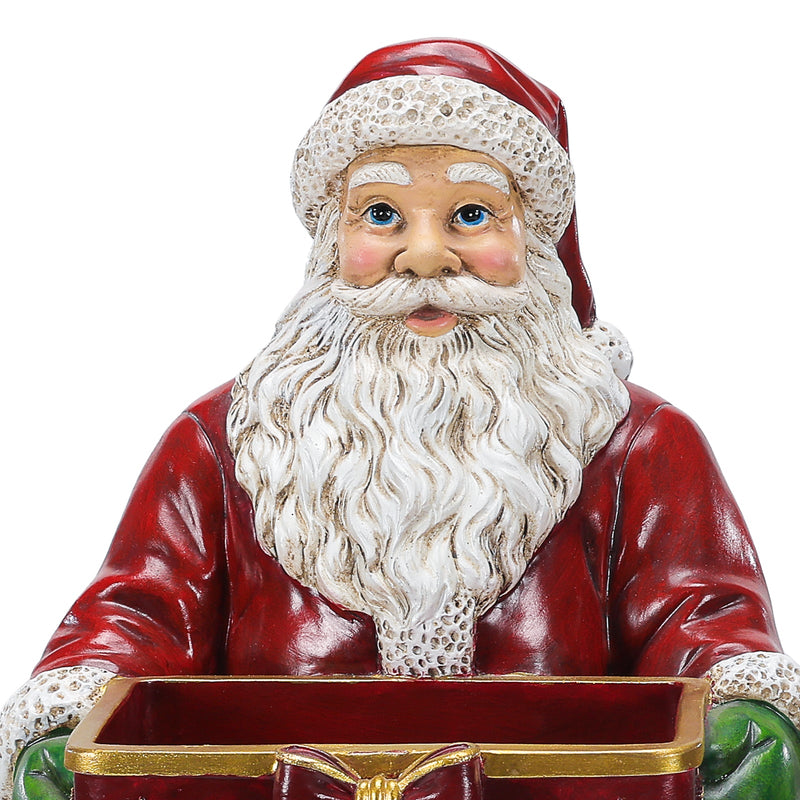 Christmas Santa Claus Statue with Storage Tray, Holiday Tabletop Organizer, Candy Dish & Coffee Table Decor for Living Room, photo 4 of 10