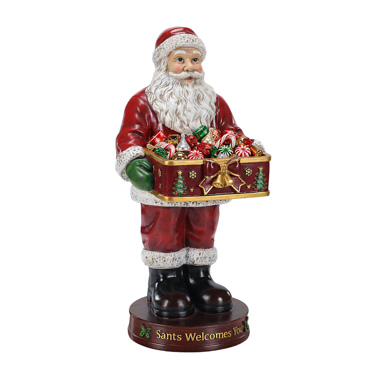 Christmas Santa Claus Statue with Storage Tray, Holiday Tabletop Organizer, Candy Dish & Coffee Table Decor for Living Room, photo 7 of 10