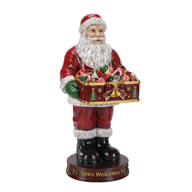 Christmas Santa Claus Statue with Storage Tray, Holiday Tabletop Organizer, Candy Dish & Coffee Table Decor for Living Room, photo 7 of 10