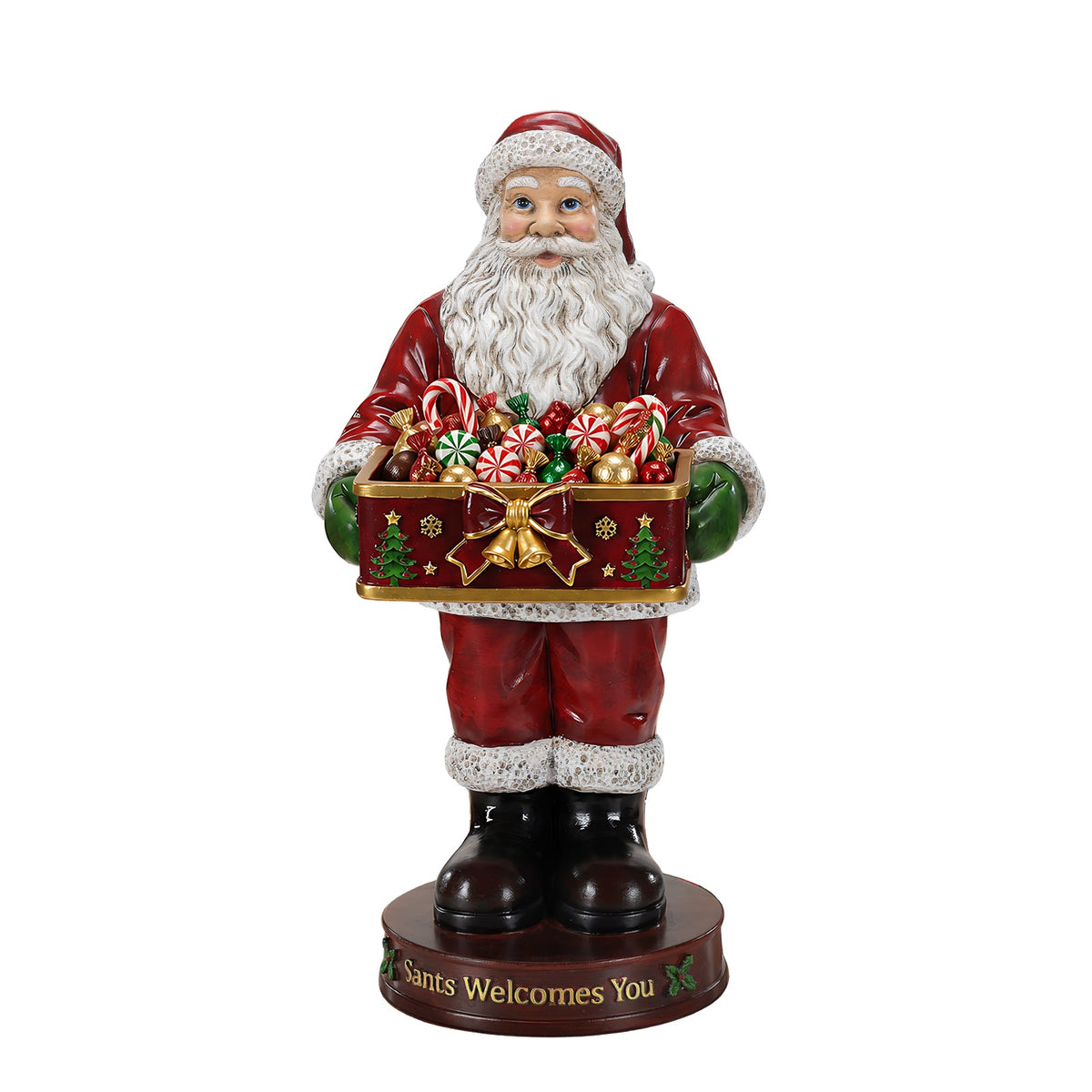 Christmas Santa Claus Statue with Storage Tray, Holiday Tabletop Organizer, Candy Dish & Coffee Table Decor for Living Room, photo 8 of 10