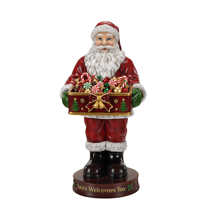Christmas Santa Claus Statue with Storage Tray, Holiday Tabletop Organizer, Candy Dish & Coffee Table Decor for Living Room, photo 8 of 10