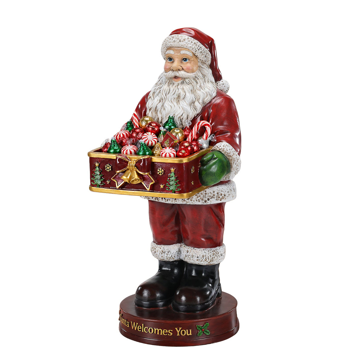 Christmas Santa Claus Statue with Storage Tray, Holiday Tabletop Organizer, Candy Dish & Coffee Table Decor for Living Room, photo 9 of 10