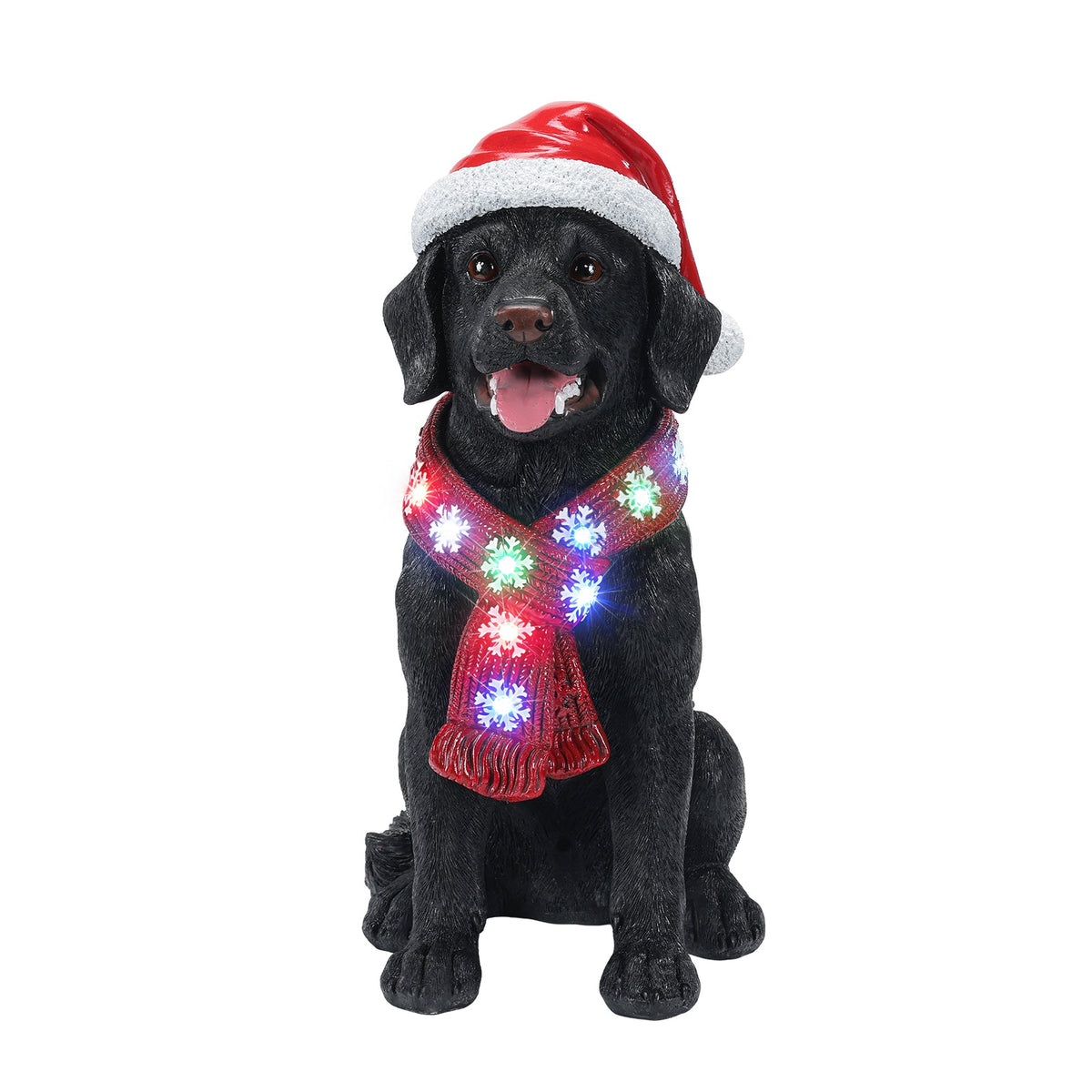 Lighted Christmas Golden Retriever Dog Statue, Santa Hat Puppy Figurine with LED Scarf, photo 6 of 10