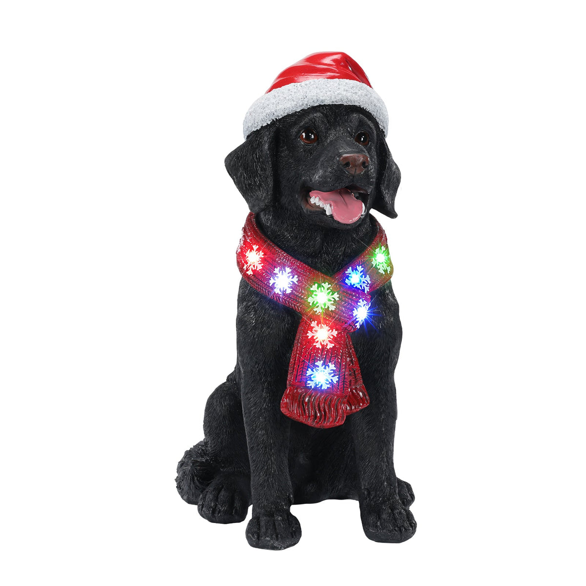Lighted Christmas Golden Retriever Dog Statue, Santa Hat Puppy Figurine with LED Scarf, photo 7 of 10