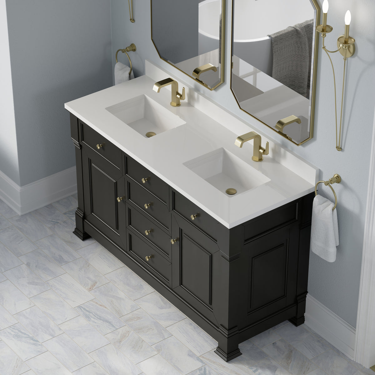James Martin Brookfield 60" Double Bathroom Vanity, Black Onyx, view 35
