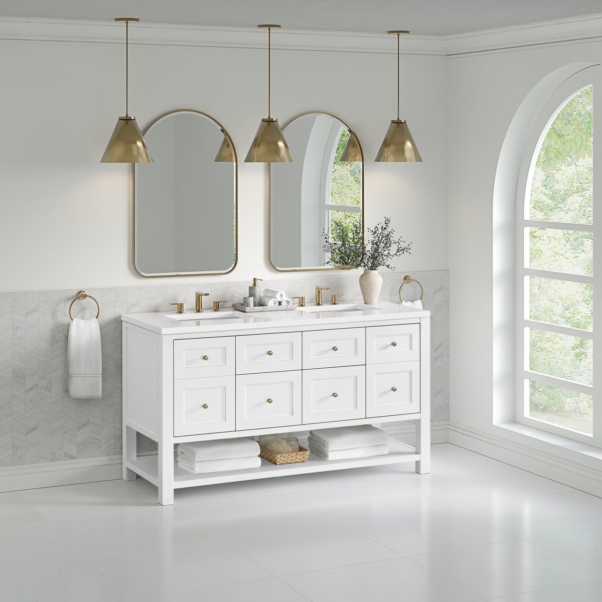 James Martin Breckenridge 60" Double Bathroom Vanity, Bright White, view 36