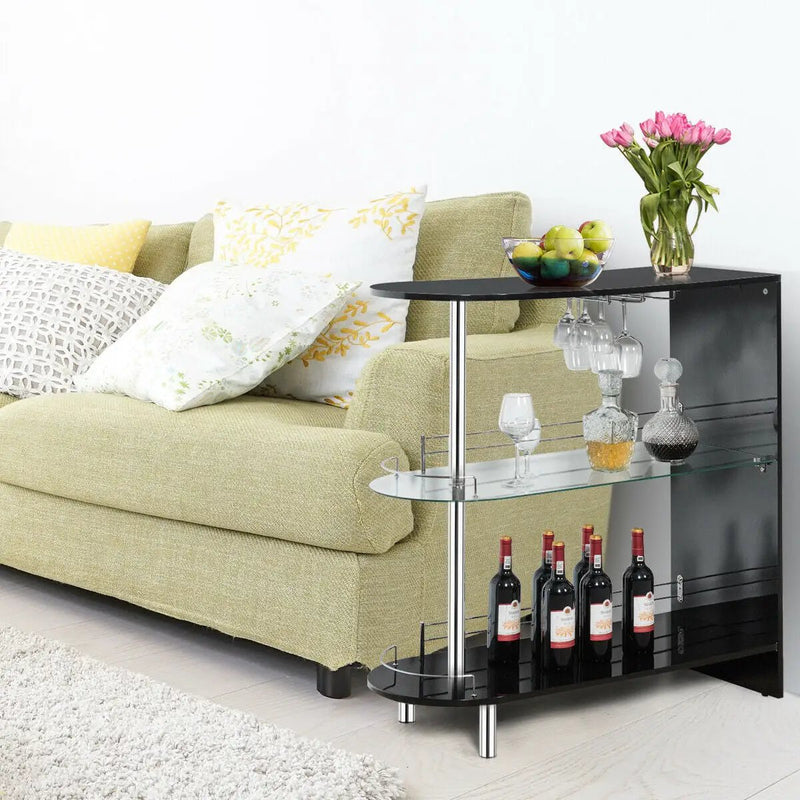 2-holder Bar Table with Tempered Glass Shelf by DirectDeals