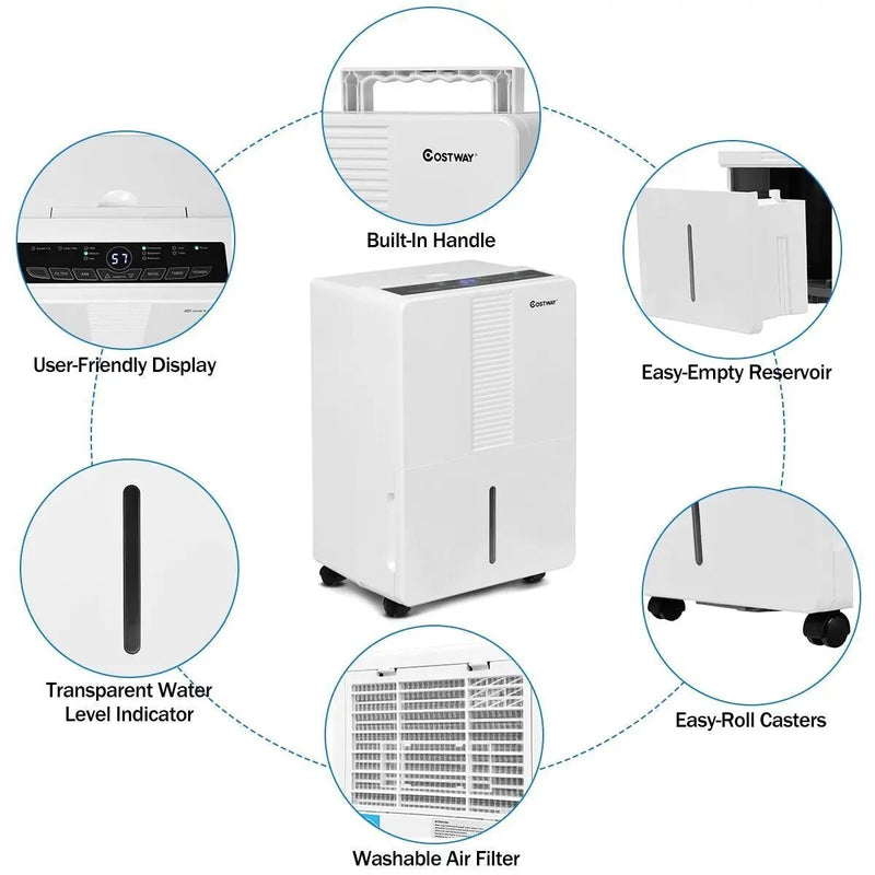 Portable 50 Pint Humidity Control up to 3000 Sq. Ft. Dehumidifier by DirectDeals