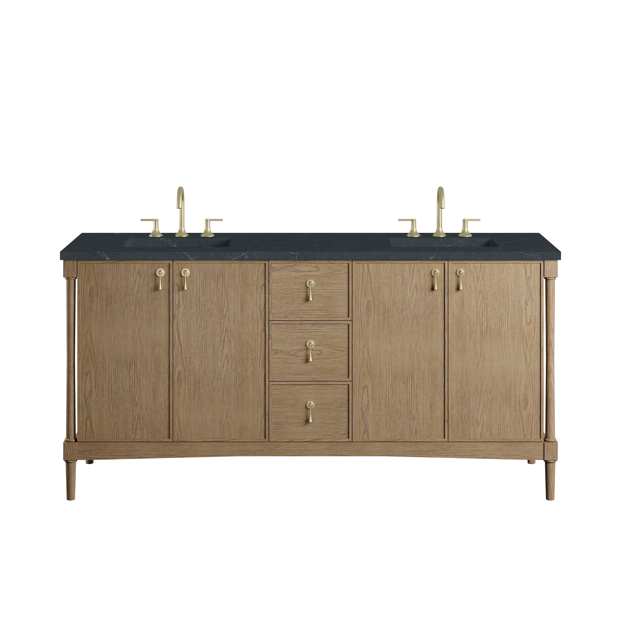 James Martin Kinnsden 72" Double Bathroom Vanity, Weathered Oak by James Martin