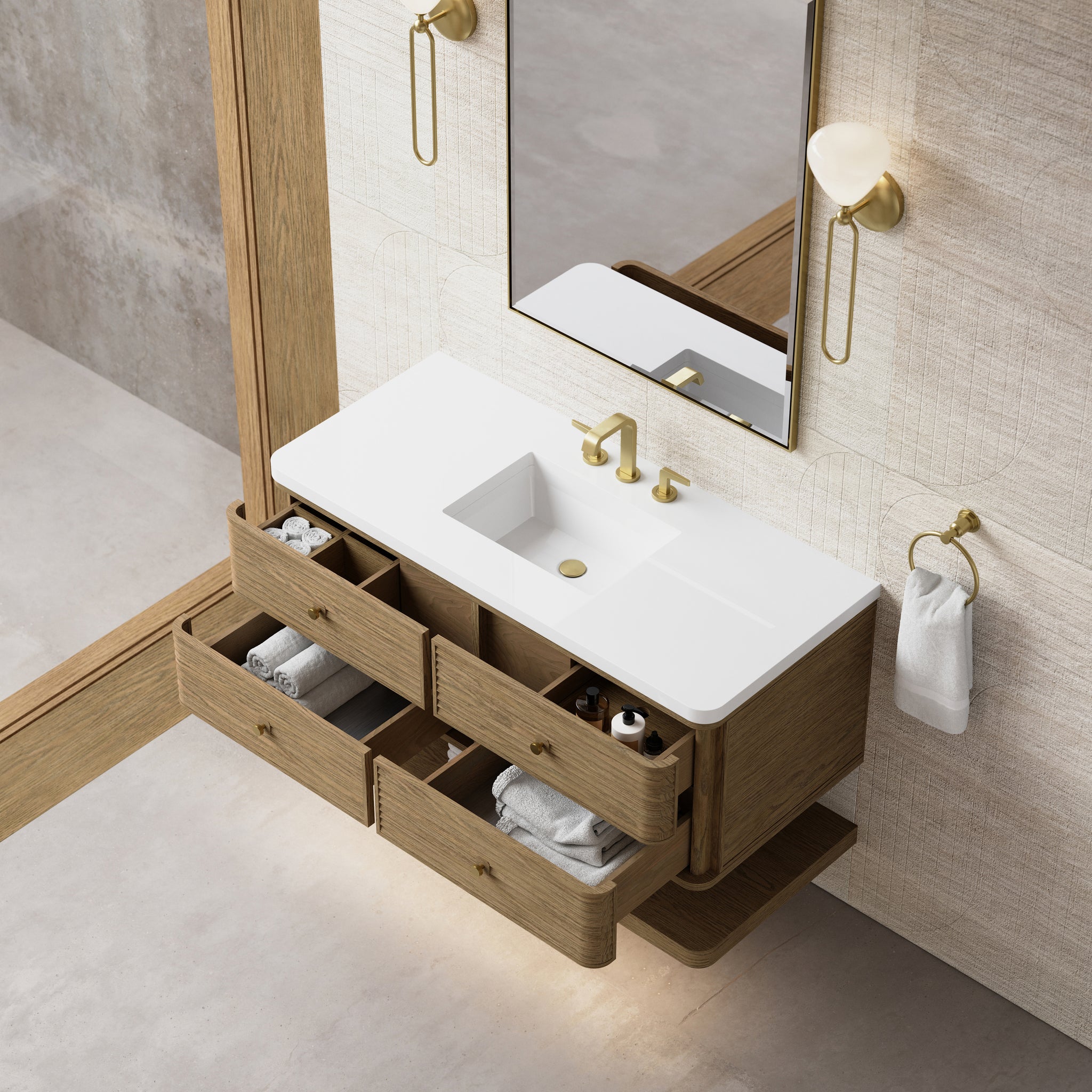 James Martin Allamari 48" Floating Single Bathroom Vanity, Dune Mist by James Martin