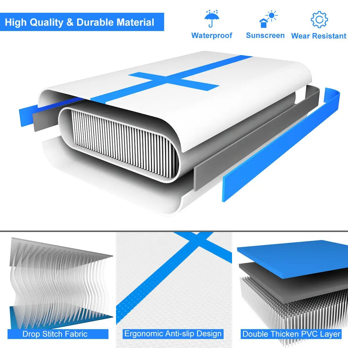 10 Feet Inflatable Gymnastic Tumbling Mat with Electric Pump by DirectDeals