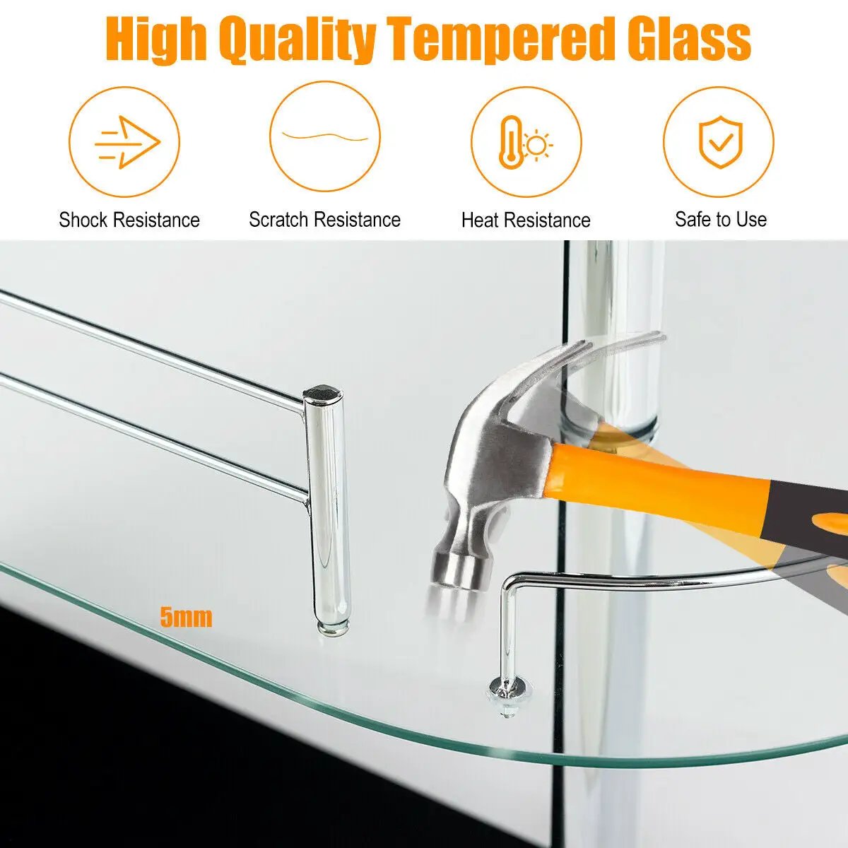 2-holder Bar Table with Tempered Glass Shelf by DirectDeals