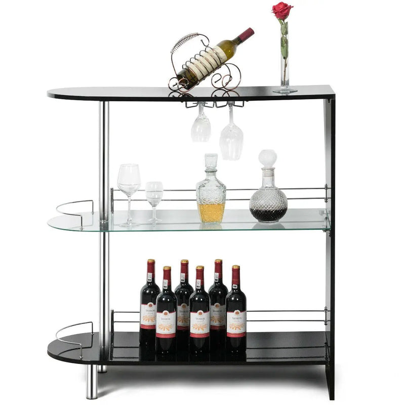 2-holder Bar Table with Tempered Glass Shelf by DirectDeals