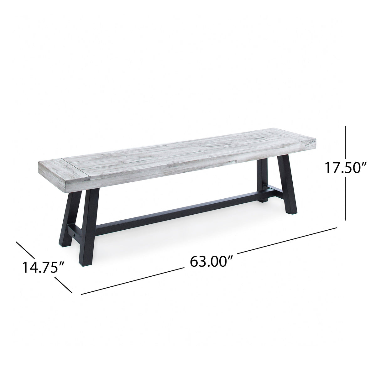 Sandblasted Acacia Wood Outdoor Carlisle Bench - Multiple Colors, photo 6 of 10