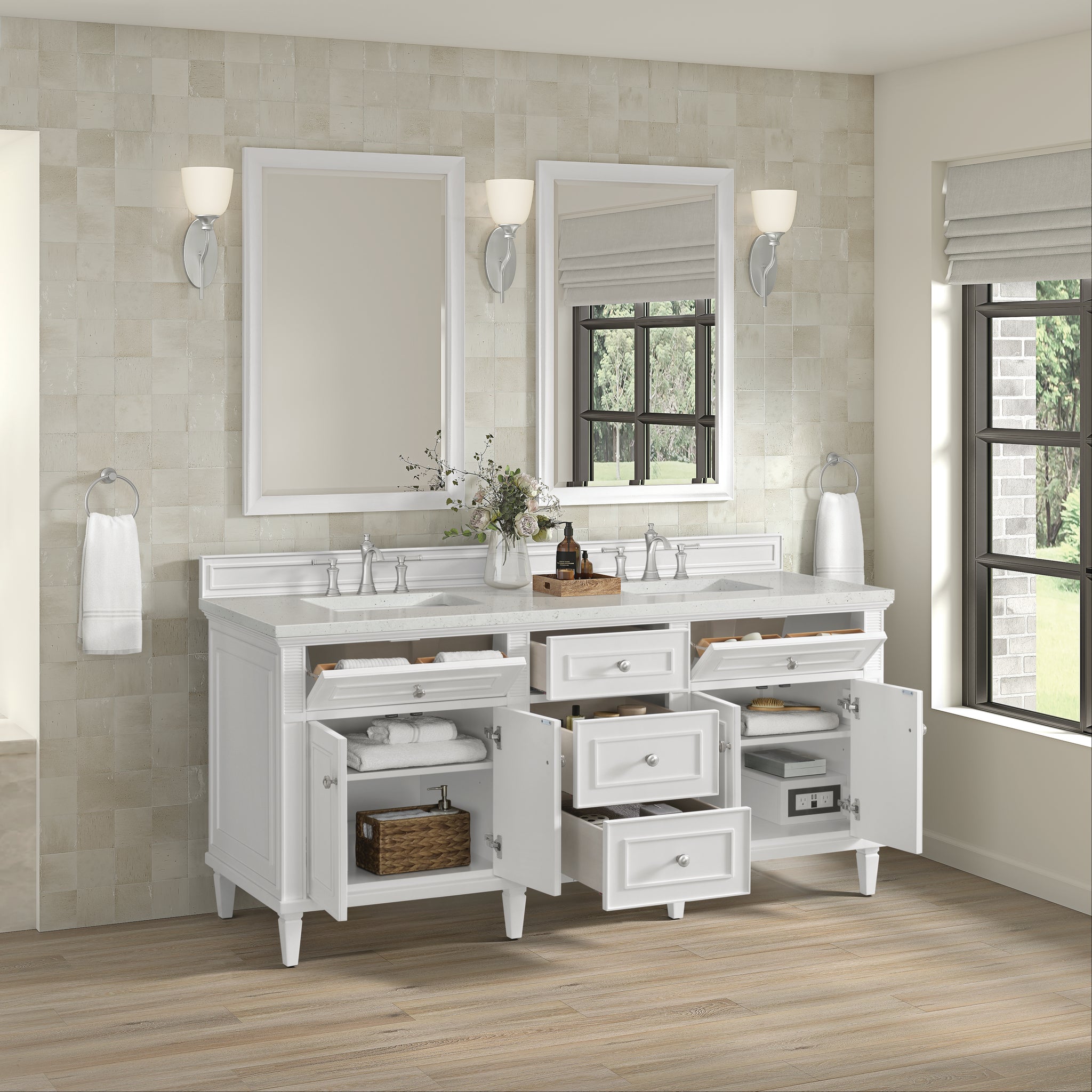 James Martin Lorelai 72" Double Bathroom Vanity, Bright White by James Martin