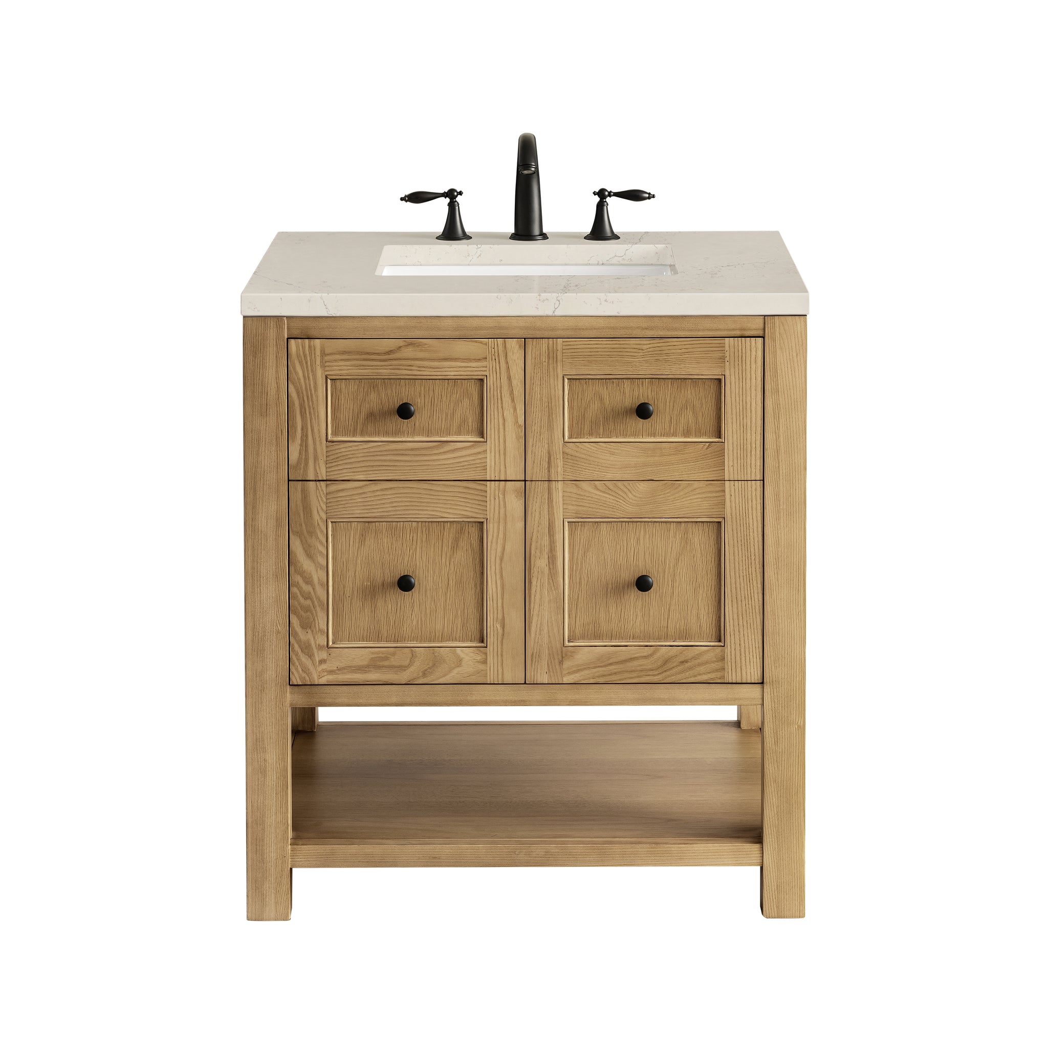 James Martin Breckenridge 30" Single Bathroom Vanity, Light Natural Oak with Siberian countertop